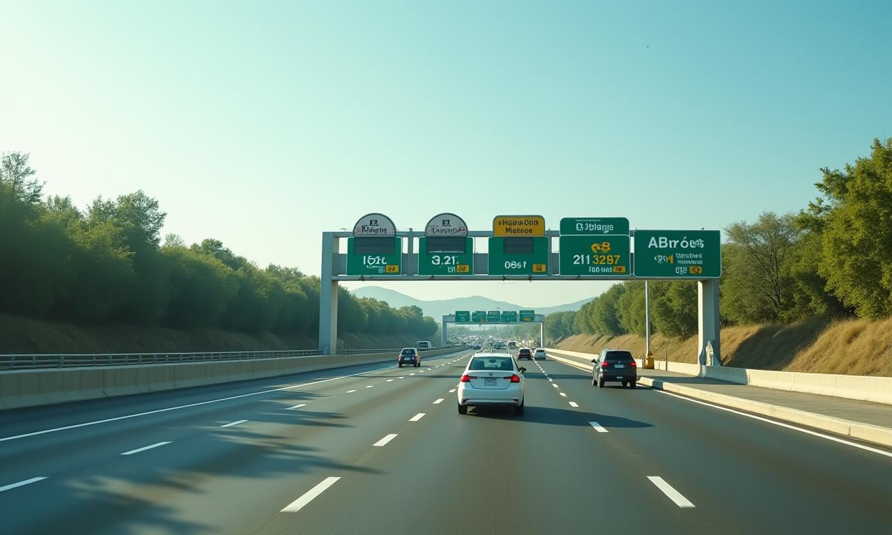 Autopista mexicana con pórticos de telepeaje IAVE y Capufe